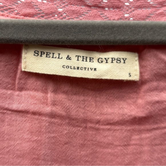 Spell & The Gypsy Women’s S Harmony Crocheted Lace Boho Tunic Dress in Peony - Picture 12 of 15